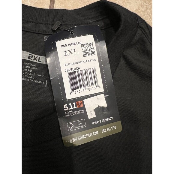 5.11 TACTICAL Shirt Mens XXL Black Camo Logo Reticle Short Sleeve T-SHIRT NEW - Picture 4 of 8